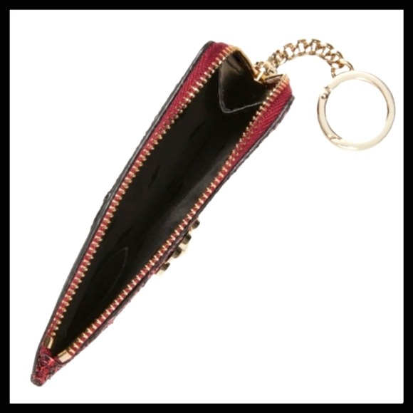 Kate Spade L-Zip Card Holder Wallet Odette Black Cherry Glitter - Picture 5 of 7